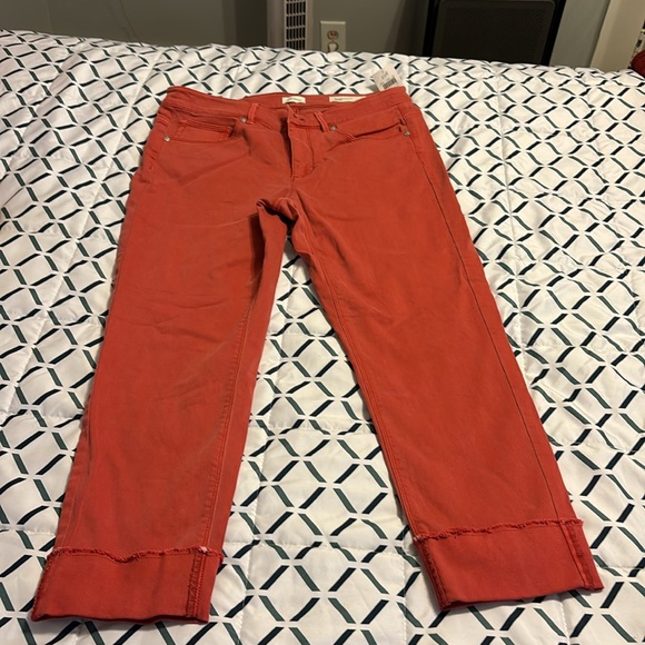 NWT Cherry red authentic fit J.Jill cropped jeans with cuff - Picture 6 of 6